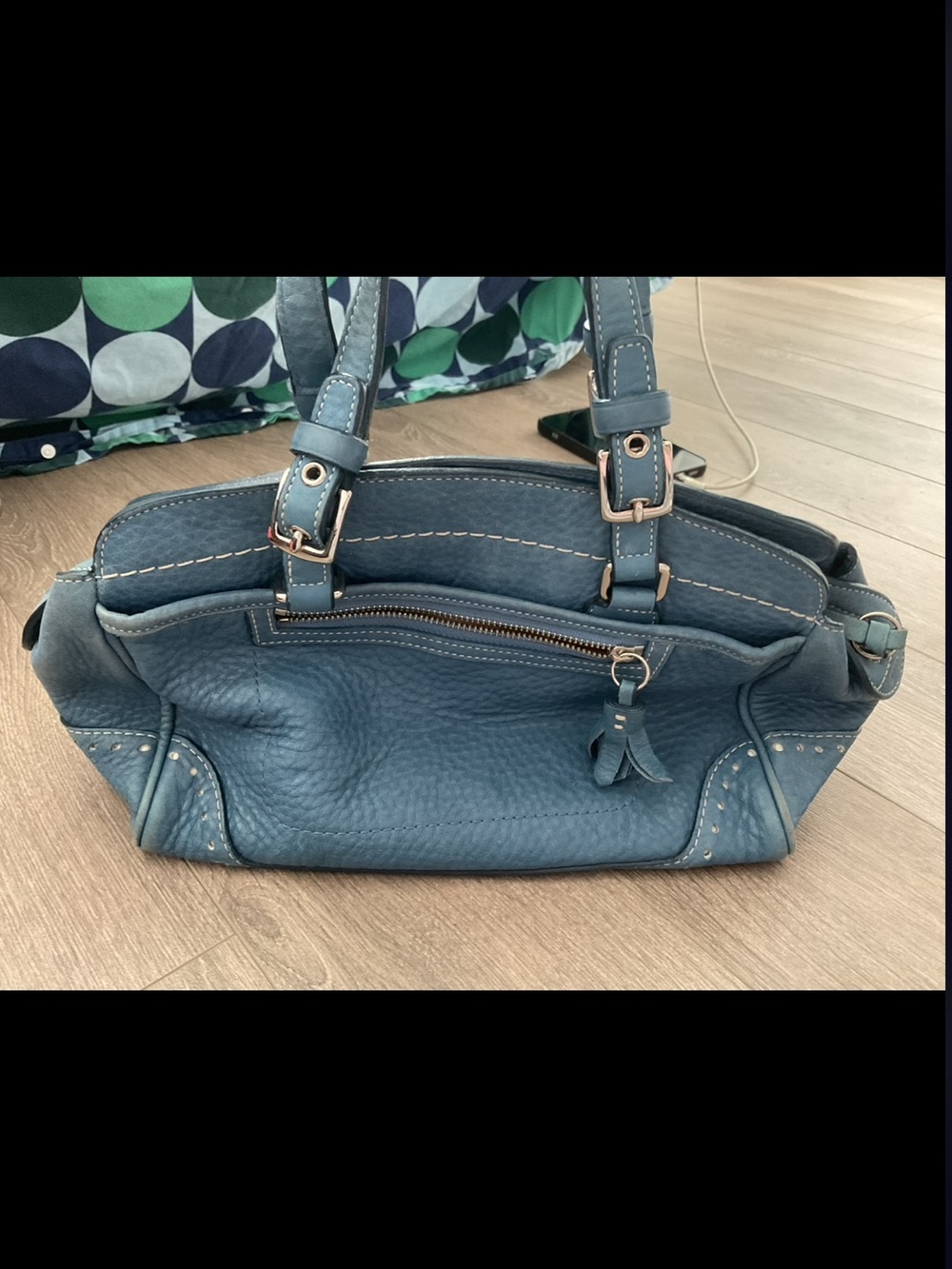 Coach Blue Leather Satchel Handbag